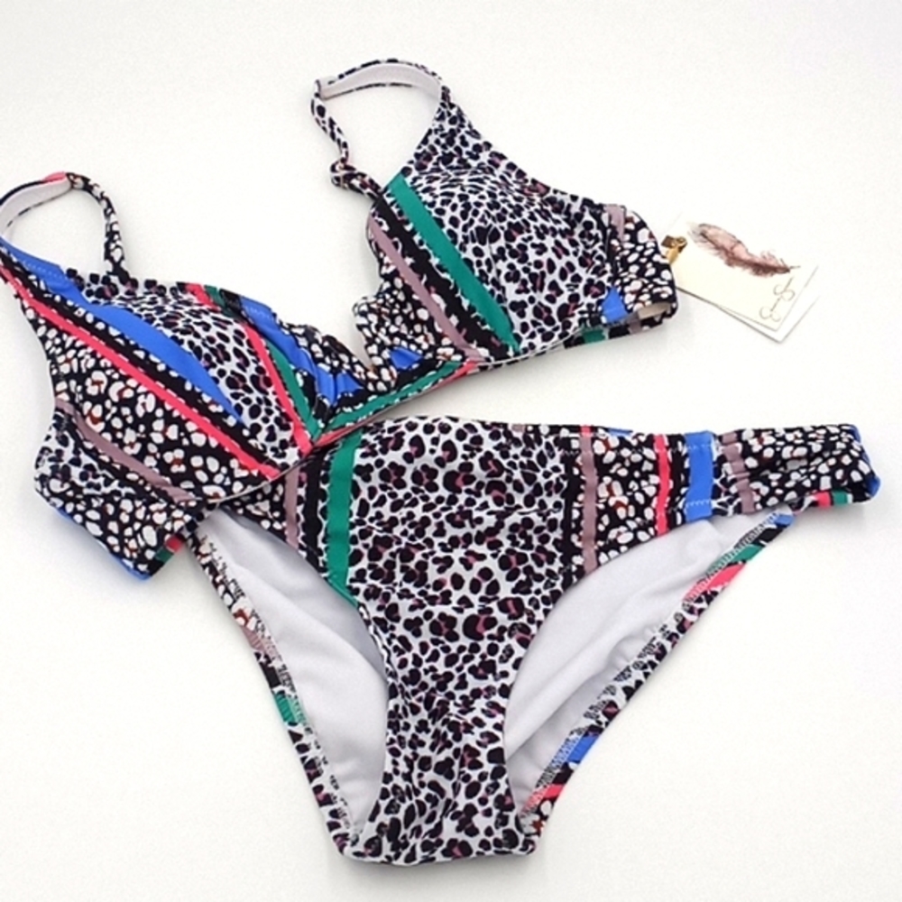 Jessica Simpson‎ Animal Print Underwire Bikini Set Cool Cat S